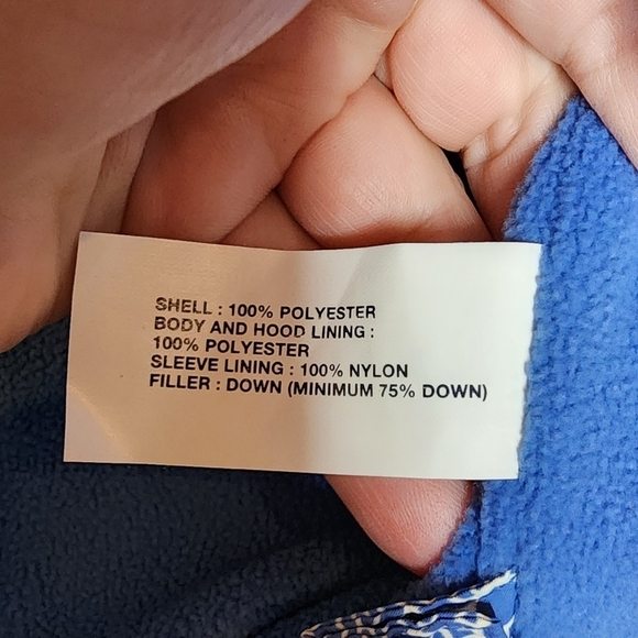 NWT Gap Kids Down Puffer Coat. Blue white floral. Size XL (12). - Picture 15 of 15